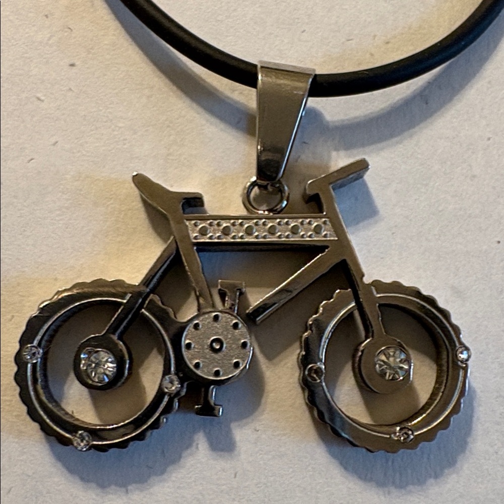Silver Bicycle Pendant Necklace